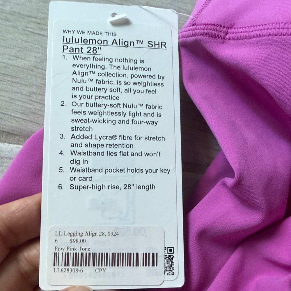 lululemon align SHR 28" leggings size 2 garnet